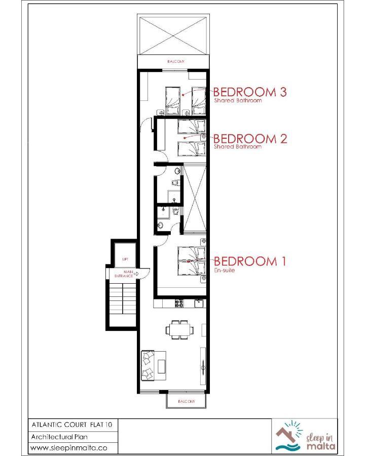 F10 Room 1, Private Double Room With Private Bathroom In Shared Flat Msida Eksteriør billede